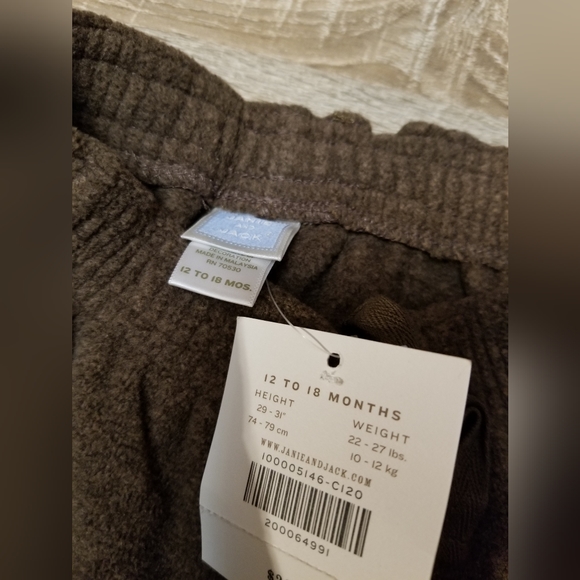 2006 nwt Janie and Jack 2006 brown SUPER-SOFT warm fleece pants 12-18 months - Picture 5 of 5